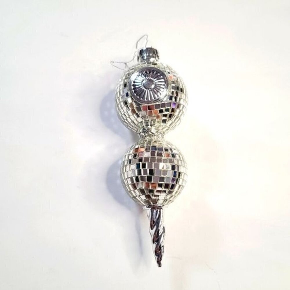Vintage Disco Ball Mirror Glass Large 9" Maximalist Christmas Tree Ornament